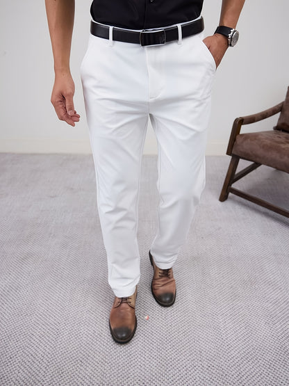 Men'S Casual Solid Color Regular Length Slight Stretch Woven Fabric Pants for Adult