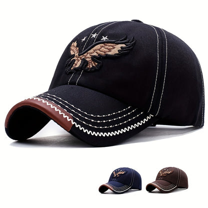 Unisex Breathable Baseball Cap with Eagle Embroidery, Lightweight