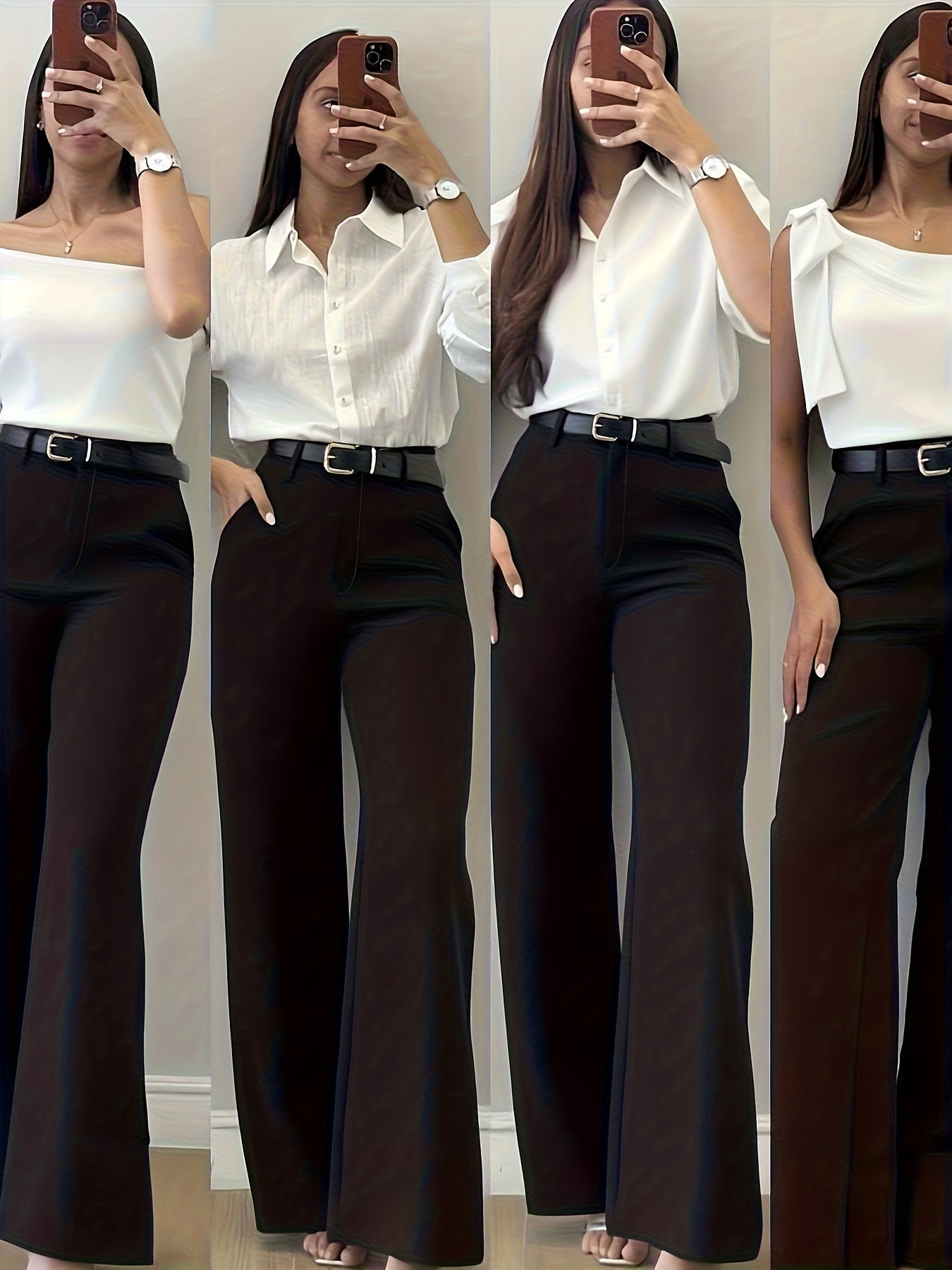 Chic Flare Leg Pants for Women | Elegant Simple Design, Suitable for Commuting, Office, and Everyday Wear, All-Season, Solid Color Not Included