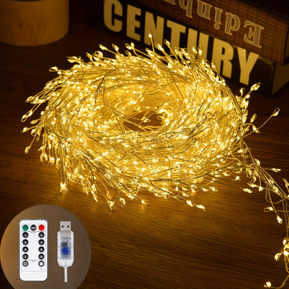 USB Lights String, Fireworks String, 8 Modes with Remote Control and Timer, Suitable for Bedroom Room Garland Wedding Christmas Tree Decoration, Wedding Garland, Christmas Tree Decoration, Remote Control Lights, Timer Lights,