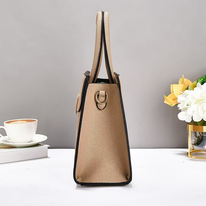Set of 3 Stylish Large-Capacity PU Tote Bags with Adjustable Strap