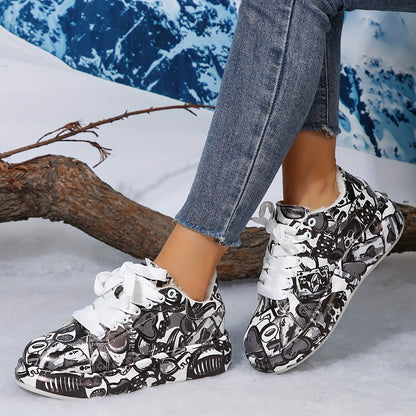 Կանացի ֆլիսե երեսպատմամբ ձմեռային կոշիկներ - Հարմարավետ ժանյակավոր հաստ ներբաններով, կլոր քթով, հասանելի են սպիտակ, սև և ժանյակային դետալներով - Իդեալական են ցուրտ եղանակին հարմարավետ կրելու համար, ձնագնաց կոշիկներ: