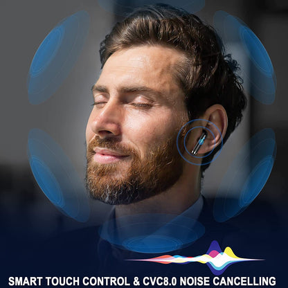 Wireless Earbuds, Bluetooth 5.4 Headphones Hifi Stereo, in Ear Earphones with 4 ENC Noise Cancelling Mics, 40H Playback Ear Buds with Mini Case, IP7 Waterproof Headset with LED Display, USB C Charging