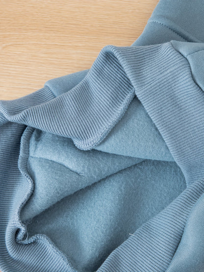 Boys' Cozy Fleece-Lined Hoodie & Sweatpants Set - Olive Green Casual Winter Outfit with Pockets, Thick Warmth for Fall & Winter, Regular Fit, Casual Attire, for Outdoor