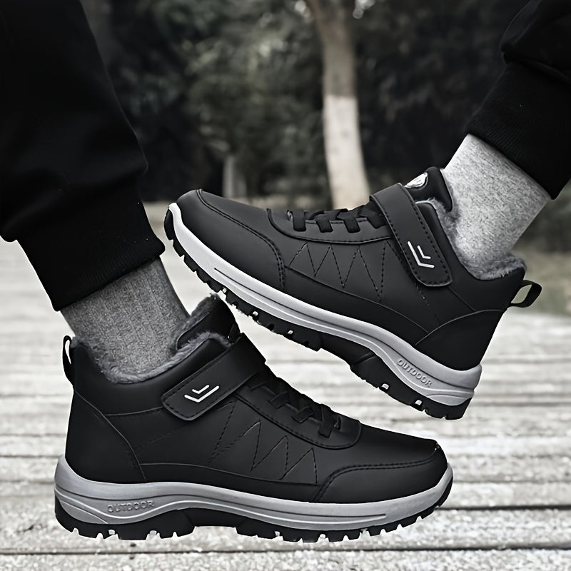 Men'S Casual Solid Color Faux Snow Boots with Plush Lining, Anti-Slip & Wear-Resistant for Outdoor Walking and Hiking in Winter, Winter Boots, Hiking Footwear, Sleek Boot Design, Durable Traction Footwear