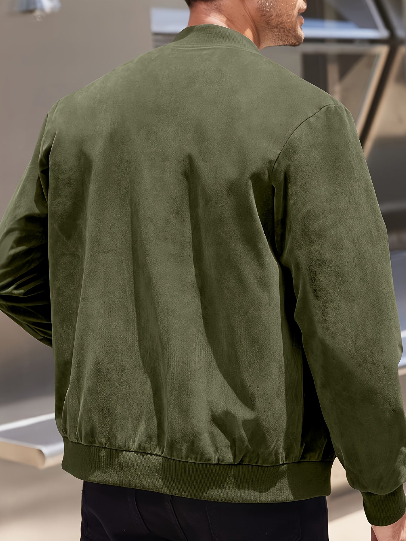 Men's Casual Corduroy Zipper Jacket with Stand Collar