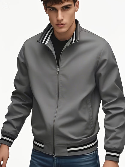 A Men'S Stylish Pilot Jacket, Made of Durable Fabric, Features Classic Striped Details, Perfect for Casual Outings Or Hiking. It Offers a Sense of Confidence And Fashion, Making It an Ideal Gift for Men