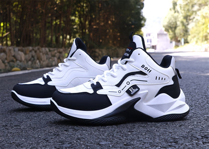 Men's high-top casual sports shoes fashion outdoor walking shoes for road running; lace-up wear-resistant versatile - ayq