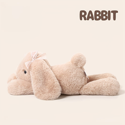 35Cm/13.8Inch Brown Rabbit Plush Toy, Cute Bunny Stuffed Animal with a Bow, Lively Adorable Rabbit Toy, Cozy Home Decor, Perfect Surprise Gifts for Kids, Friends, Boys, And Girls for Birthdays, Christmas, And Easter