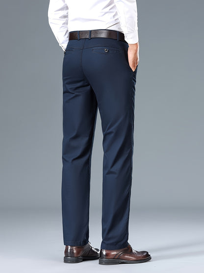 Men's Light Business Cotton Dress Pants - Straight Leg, Olive Green, 100% Cotton, Perfect for Office or Casual Outings