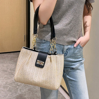 Էլեգանտ կանացի կրծկալով պայուսակ՝ անջատվող շղթայով ուսի գոտիով և ոսկեգույն զարդերով - շքեղ դրամապանակ ոսկեգույն զարդարանքներով, պտտվող կողպեքով, հասանելի է շագանակագույն և սև գույներով - կորեական ոճ, նիշի հյուսվածք, L