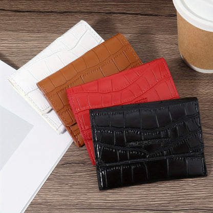 Women'S Small PU Wallet - Solid Color Short Style Featuring Card Slots And a Zippered Coin Pocket