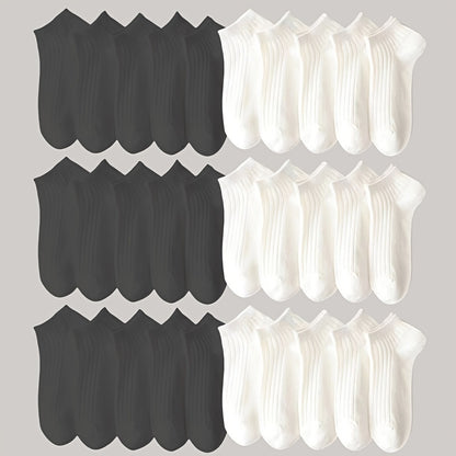 10/20/30/50 Pairs of Socks Spring/Summer Sweat Absorbing Men's and Women's Style Small White Socks Simple and Versatile High-looking Short Socks Boat Socks