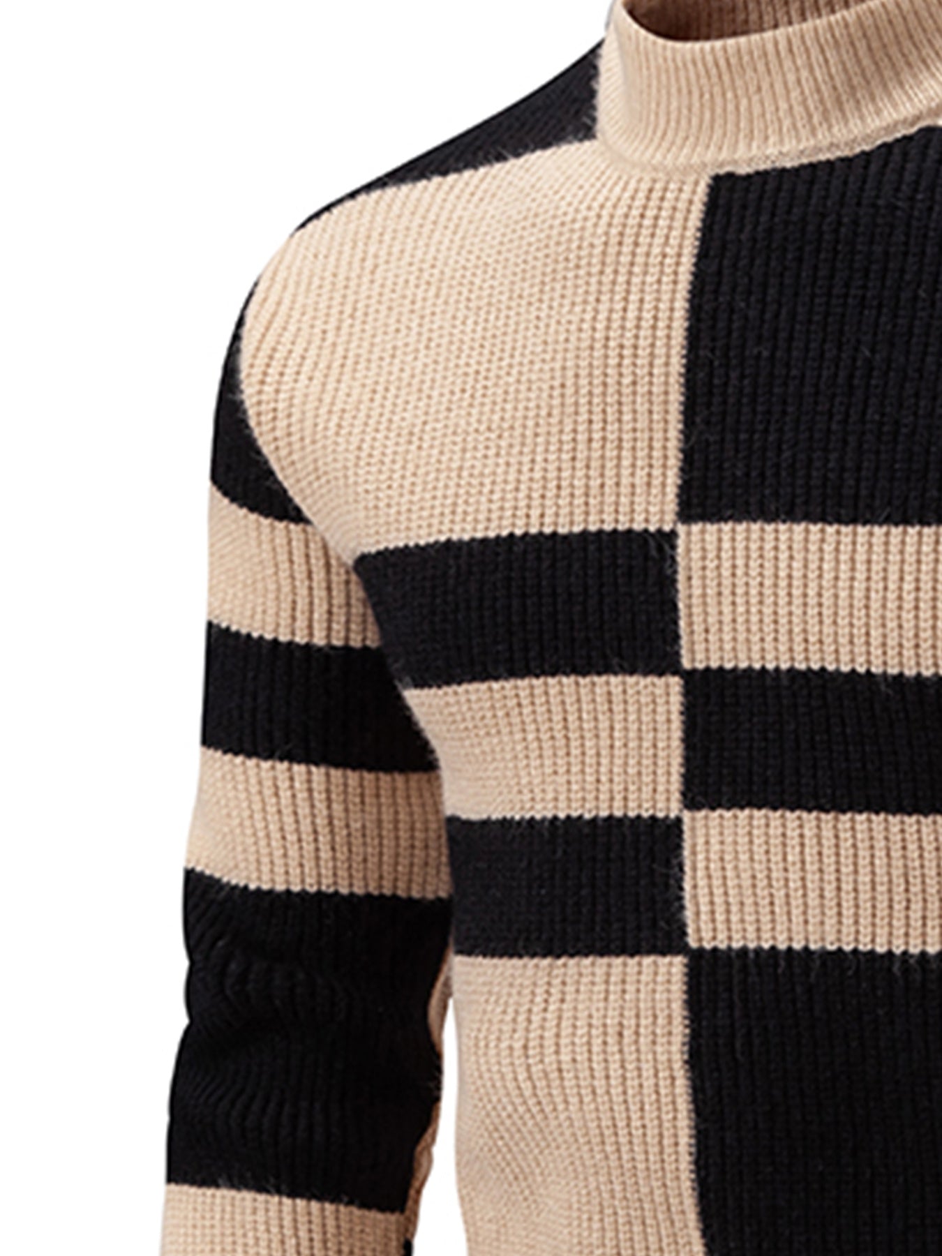 Men'S Color Block Crew Neck Sweater | Casual Style, Thick Acrylic Fabric, Regular Fit for Fall/Winter