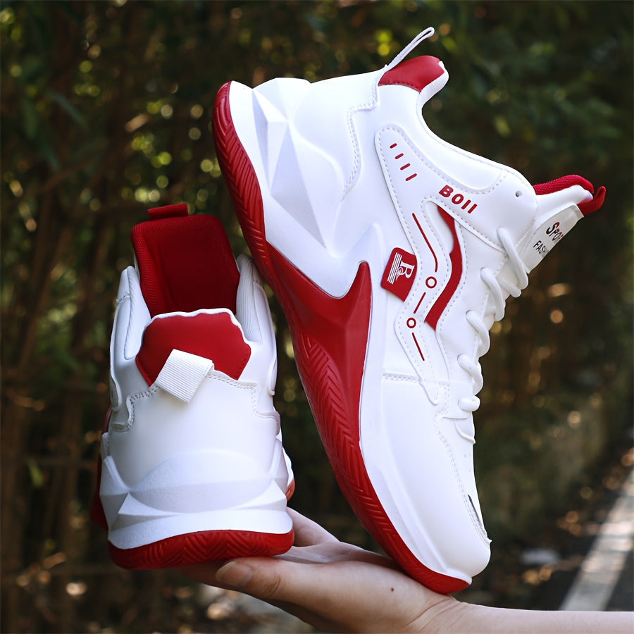 Men's high-top casual sports shoes fashion outdoor walking shoes for road running; lace-up wear-resistant versatile - ayq