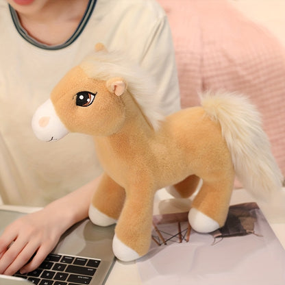 Simulation Horse Plush Toys 20cm/7.87" Soft Stuffed Plush Animal Toy Education Prop Toys for Students Home Room Sofa Decorations