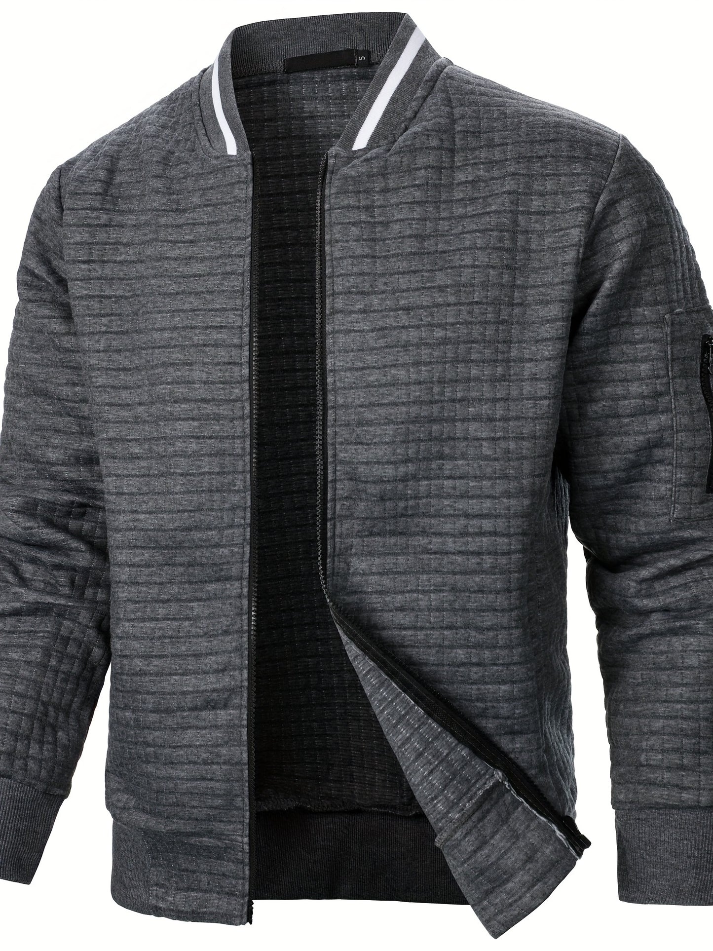 Men'S Zip-Up Jacket - Full-Zip Front Closure, Stand Collar, Lightweight Outerwear for Office, Casual & Formal Events - Spring/Fall Transitional Clothing - Easy-Care Modern Men'S Coat, Zip Up Jacket, Autumn Layering, Sleek Des