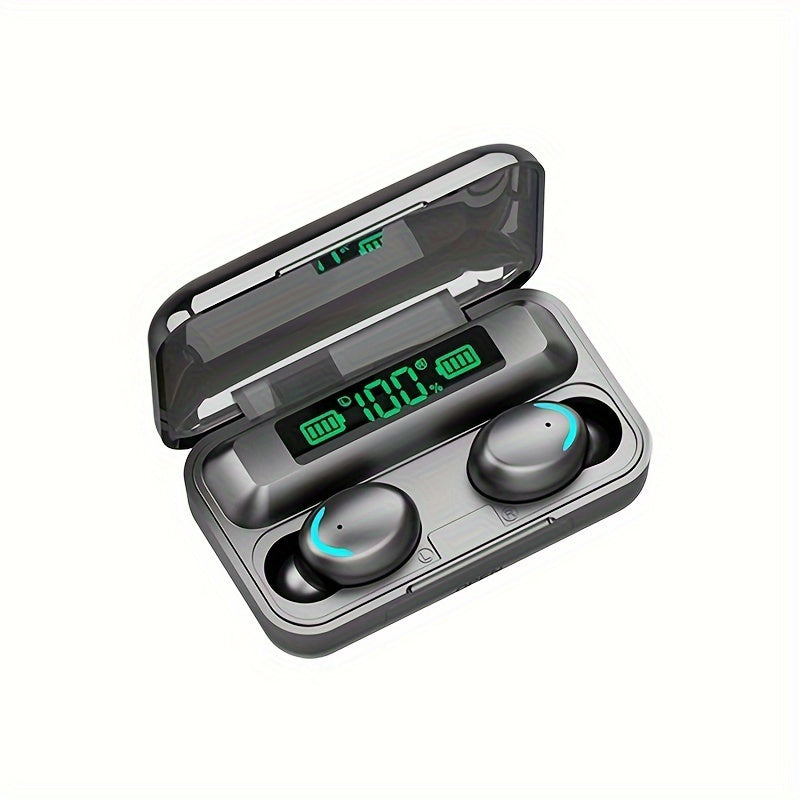 In-Ear TWS Wireless Earbuds with 9D HiFi Stereo Sound, HD Mic, Voice Call, Touch Control, LED Display Charge Case, 800mAh USB Rechargeable Lithium Battery for Gaming - Non, Tangle-Free Cable Included