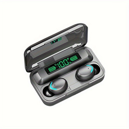 In-Ear TWS Wireless Earbuds with 9D HiFi Stereo Sound, HD Mic, Voice Call, Touch Control, LED Display Charge Case, 800mAh USB Rechargeable Lithium Battery for Gaming - Non, Tangle-Free Cable Included