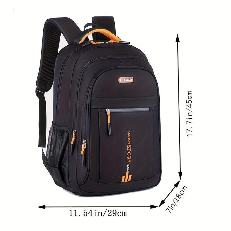 Large Capacity Waterproof Travel Backpack for Men - Durable Nylon, Adjustable Straps, Multi-Compartment Business and School Bag, Black, Backpack for Travel