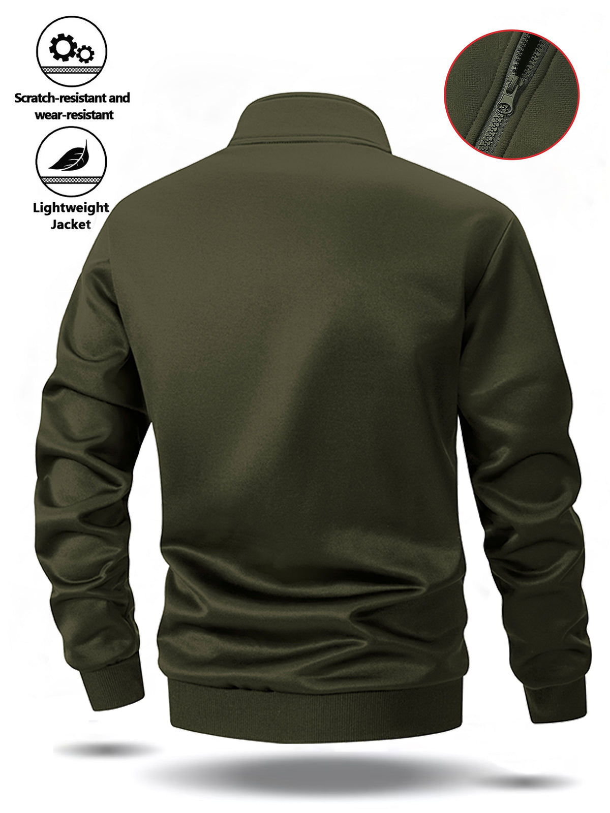 Men's Stand Collar Zip-Up Jacket with Striped Sleeves for Spring