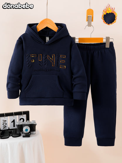 Աշնանային ձմեռային միագույն բրդյա վերնաշապիկ, երկար թևքերով, տառերով, ռելիեֆային տպագրությամբ, գրպաններով վերնաշապիկ, ամենօրյա, բազմակողմանի, սպորտային, առօրյա, տաք տաբատների 2 հատանոց հավաքածու, DONABEBE, բացօթյա օգտագործման համար