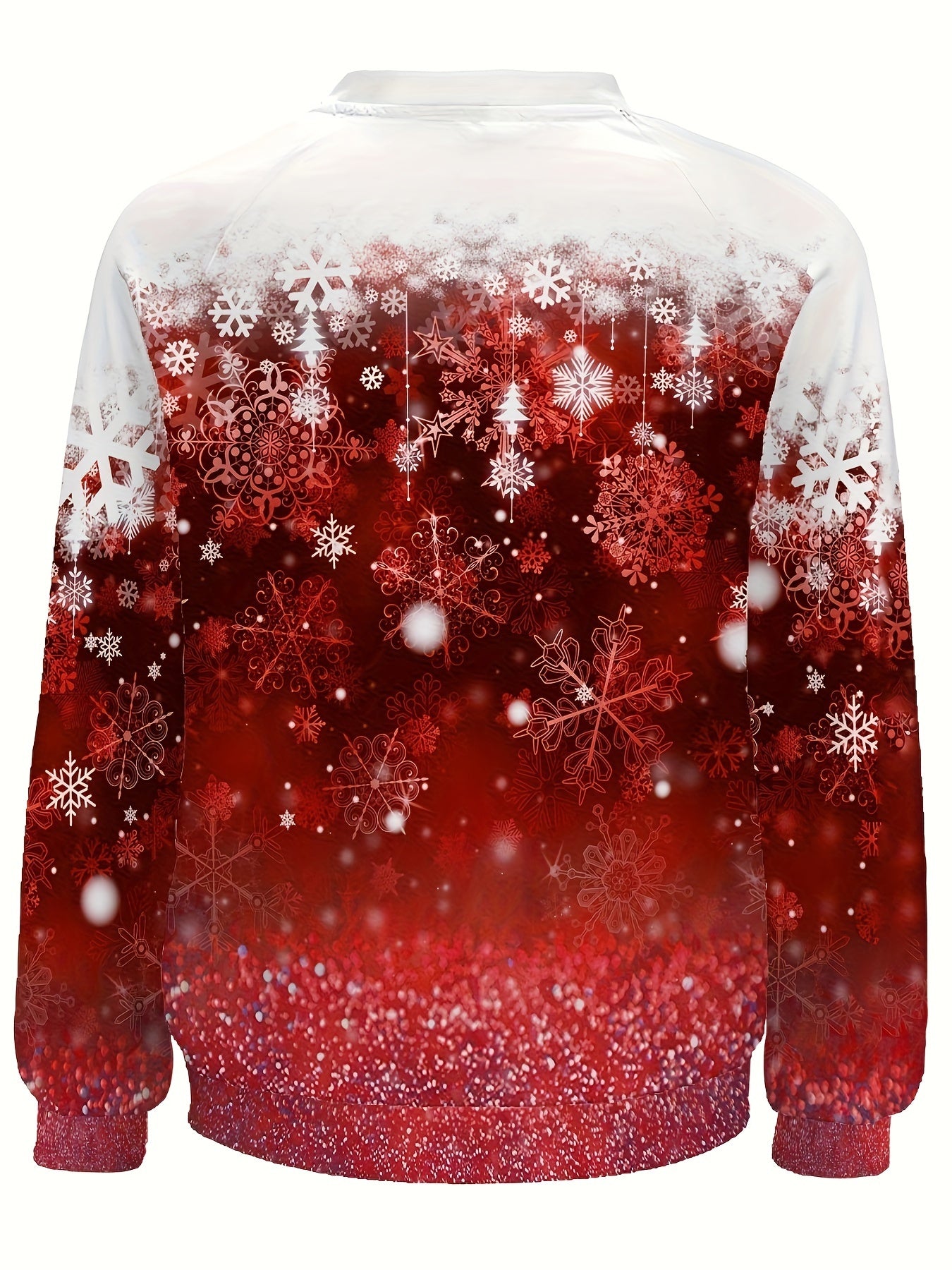 Snowflakes Print Pullover Sweatshirt, Casual Long Sleeve Crew Neck Sweatshirt For Fall & Winter, Women's Clothing