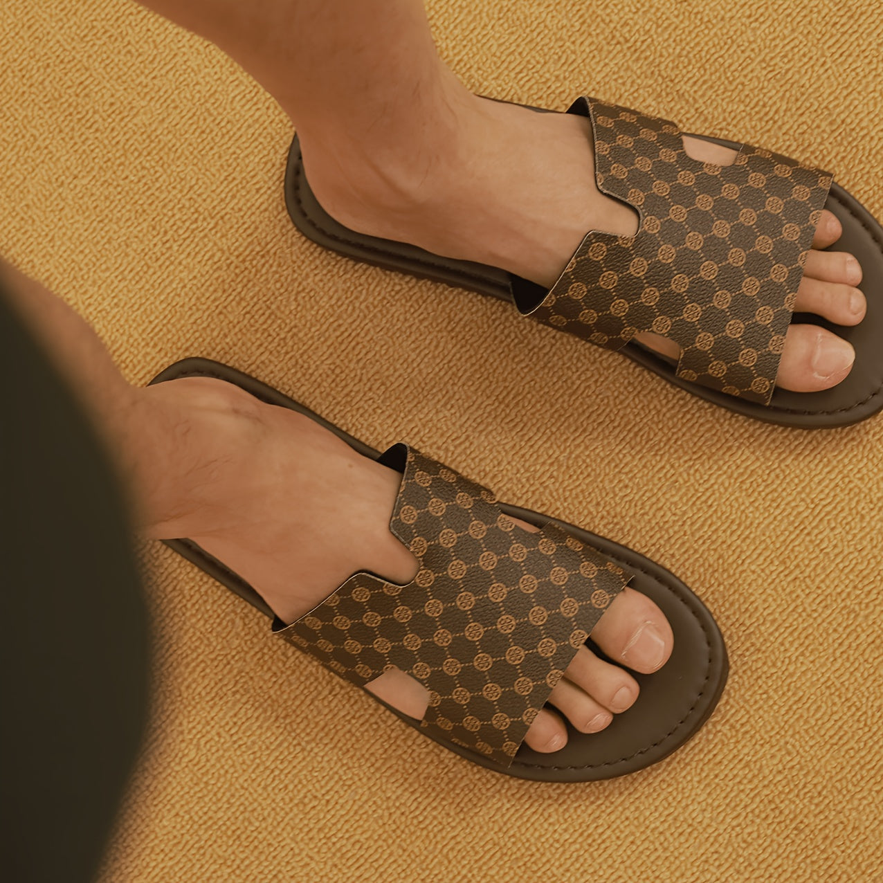 Men's Casual PU Slides, Soft Sole Non-Slip Summer Sandals