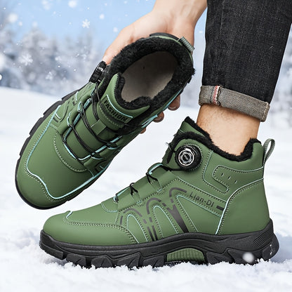 Men's Winter Warm Mid-Calf Boots with Upper & PVC Traction Outsole - Heavy-Duty Cold-Resistant Shoe for Snow, Ice, Slush - Cushioned Insole - Casual, Driving, Outdoor (Model 55017) - Ideal for /urban Use too