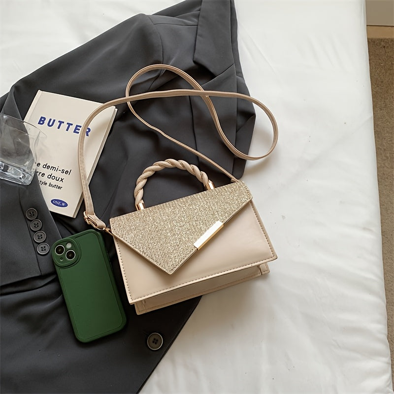 2025 թվականի նոր ամառային կանացի ձեռքի պայուսակ, մի ուսի վրա, մետաղական դեկորատիվ փոքր քառակուսի պայուսակ