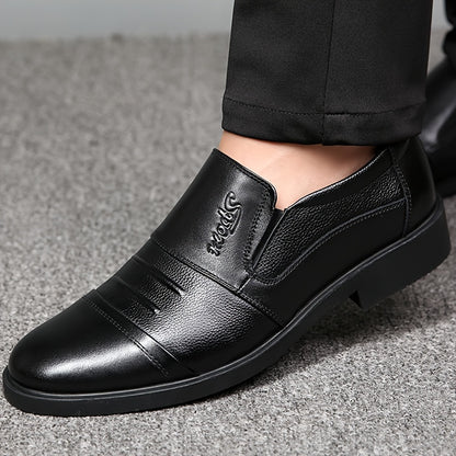 Genuine Men's Slip-On Casual Shoes - Winter -Lined Warm Business Shoes - Versatile Outdoor Men's Shoes