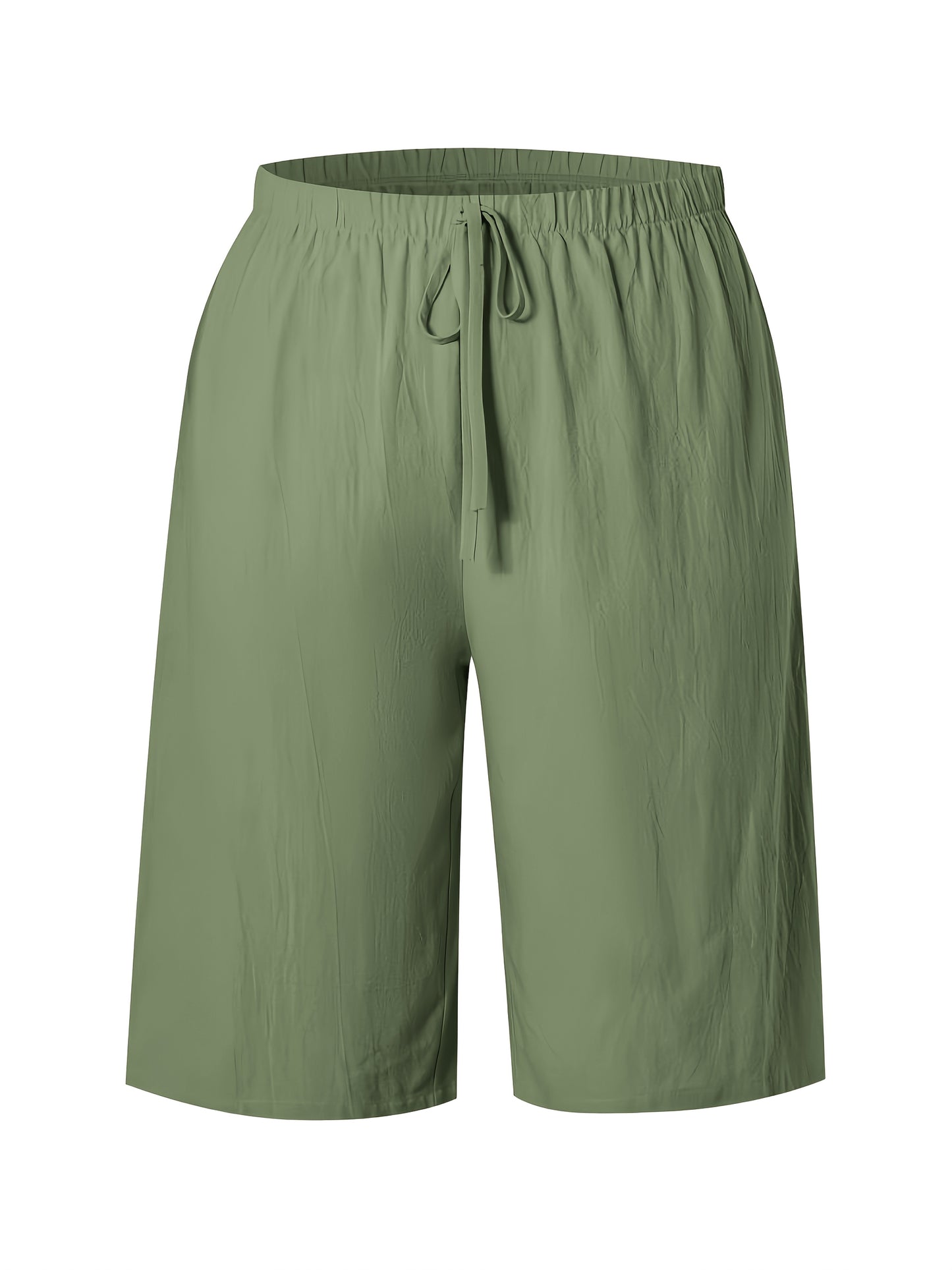 Women's Casual Solid Color Polyester Shorts with Faux Drawstring