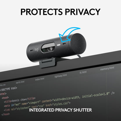 Logitech Brio 505 Full HD Webcam with Auto Light Correction, Auto-Framing, Show Mode, Dual Noise Reduction Mics, Privacy Shutter - Works with Microsoft Teams, Google Meet, Zoom, TAA Compliant