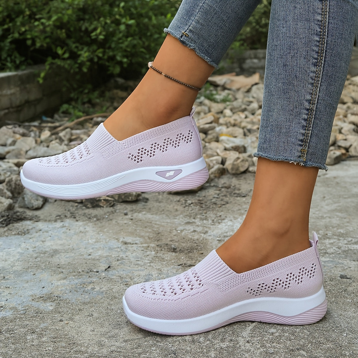 Women's Lightweight Breathable Slip-On Sneakers with Cushioned Sole