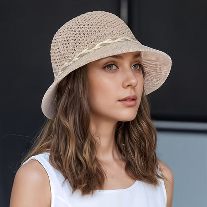 Elegant Women's Floral Breathable Polyester Bucket Hat for Summer