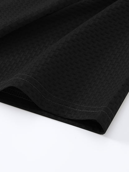 Men'S Middle East Inspired Geometric Pattern Casual Nylon Knit Shirt with Lapel Collar and Button Details, Regular Fit Short Sleeve Breathable Summer Top