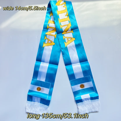 Argentina Tassel Scarf Flag Double-Sided Satin 14x135cm