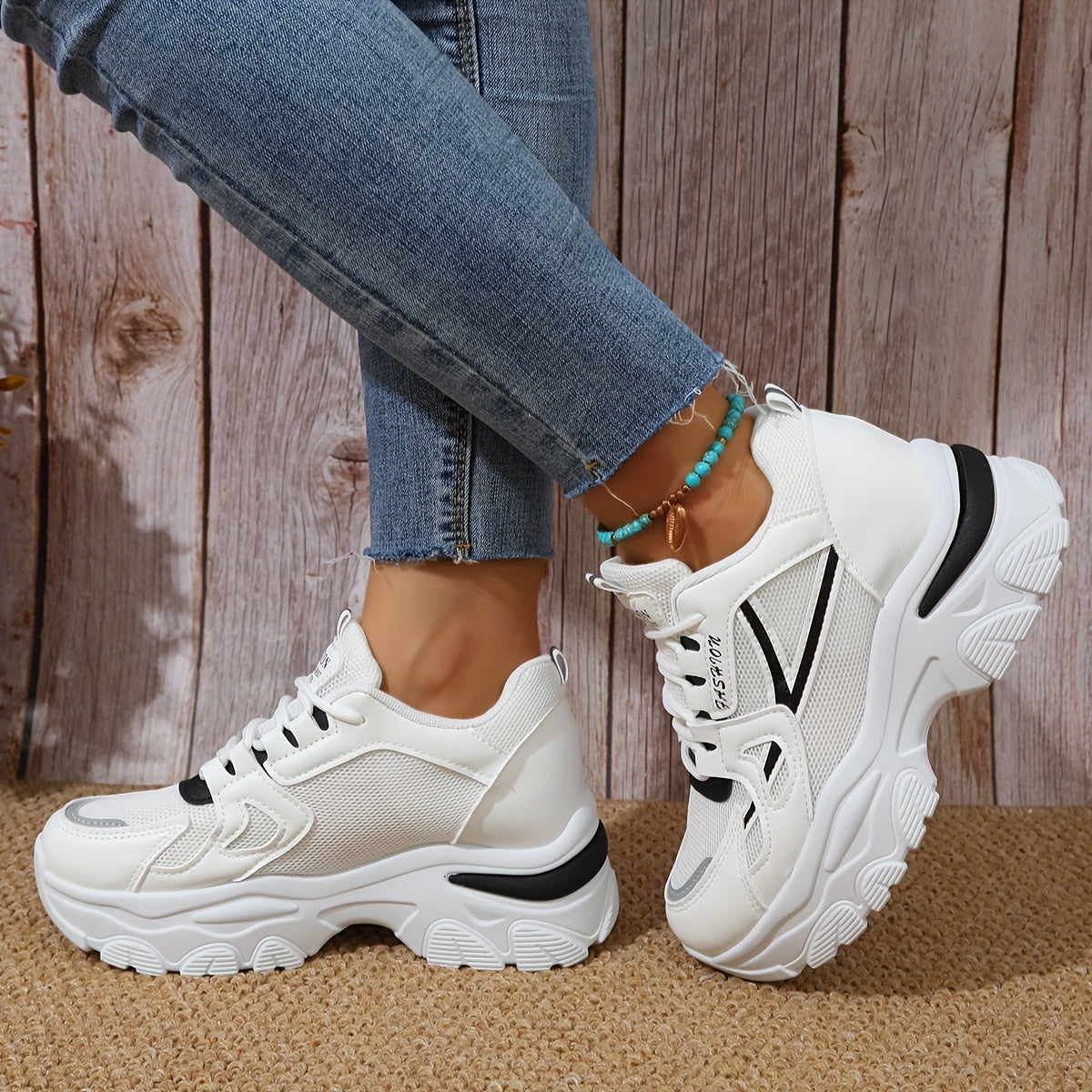 Women'S Fashion Sneakers 2024 - Breathable Mesh, All-Season Low Top Lace-Up Sports Shoes with Plain Toe, Man-Made Upper, Fabric Inner, Faux Sole, and Durable Insole