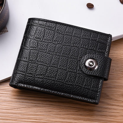 New Safety Button Lock Men's Wallet with Zipper Compartment - with Stone Texture, Multi-Section Cash/Pocket Organizer, Closure for & s, Everyday Carry or Gift for Dad/Husband (Style Suitable for)