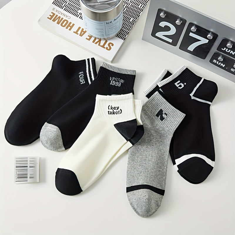 5 Pairs Of Women'S Fashion Pattern Anti Odor & Sweat Absorption Low Cut Socks, Comfy & Breathable Socks, For Daily & Outdoor Wearing, Spring And Summer