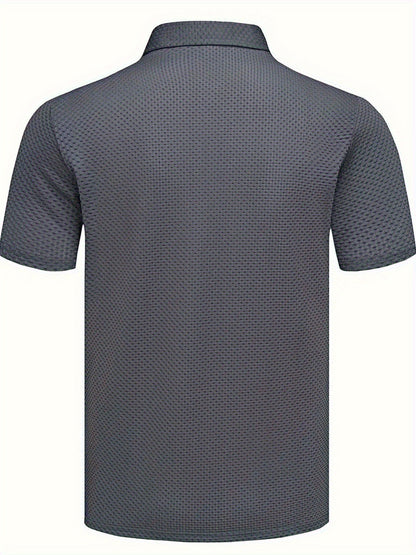 FS1128 Style Men'S Jacquard Polo Shirt with Unique Print Patterns, Casual Short Sleeves, Summer Fashion, Breathable Embossed Top, a Perfect Gift - ayq