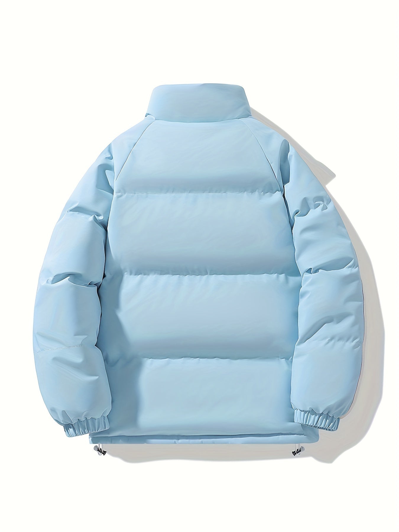 Տղամարդու երկկողմանի ձմեռային բաճկոն՝ հաստացված, կանգուն օձիքով, կայծակաճարմանդով և «MADEASURABLE» և «I CONUT» գրությամբ, սև և սպիտակ, սովորական չափսի՝ աշնանային և ձմռան համար, աշնանային վերնազգեստ, համարձակ գրություն, դիմացկուն գործվածք