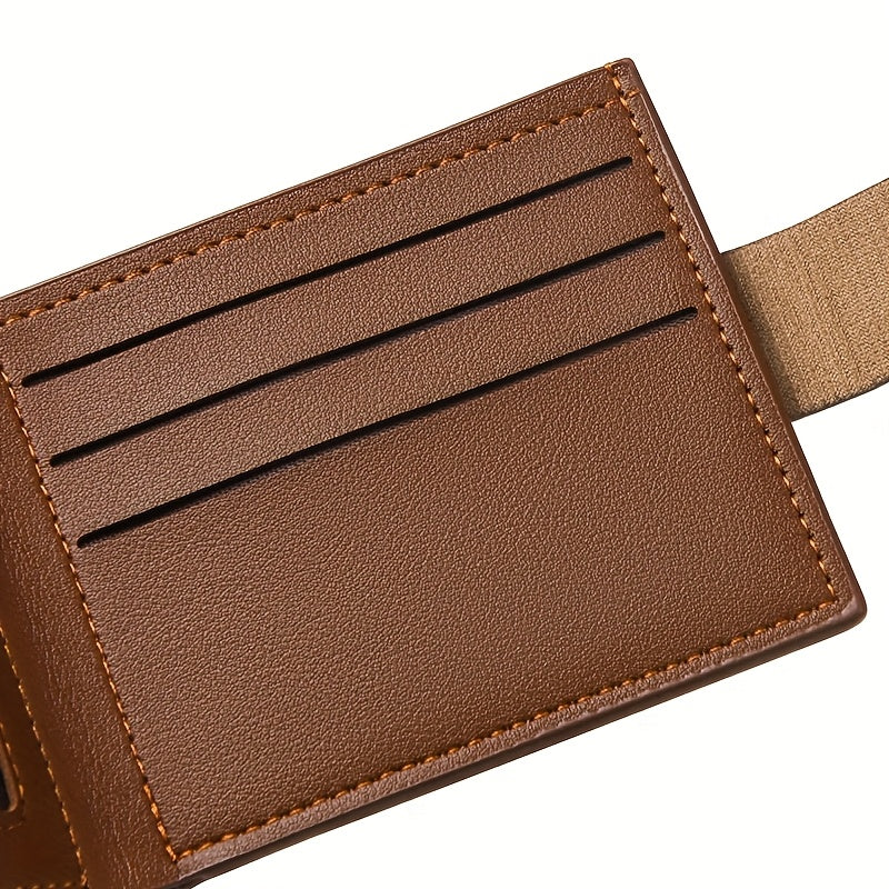 European Style Men Wallet Secure Button Business Short Model with Large Capacity Multi-Card Slots PU Wallet Trendy Youth Fashion