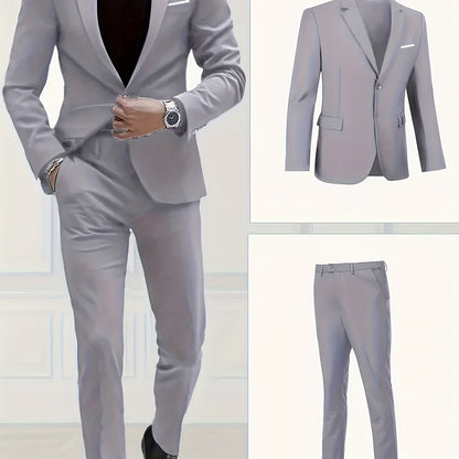 Men's High-end New Suit Set 2pcs Suit and Trousers Fashionable for Wedding Banquet Party