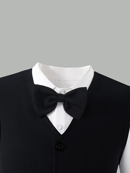 Boys' Slim Fit Formal Vest and Pants Set for Spring Summer