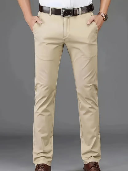 Four Seasons Men's New Casual Formal Pants Business Style Trendy Casual Long Pants Fashionable Versatile Men's Elastic Western Pants Comfortable Classic Design Casual Wear