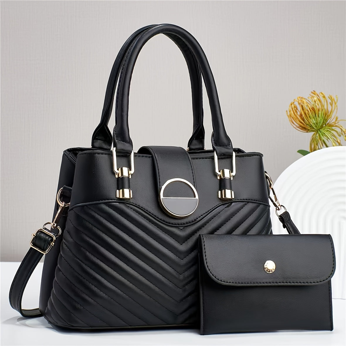 Elegant Women's Faux Leather Handbag with Convertible Crossbody