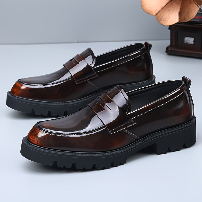 Men's Genuine PU Leather Business Casual Slip-On Shoes