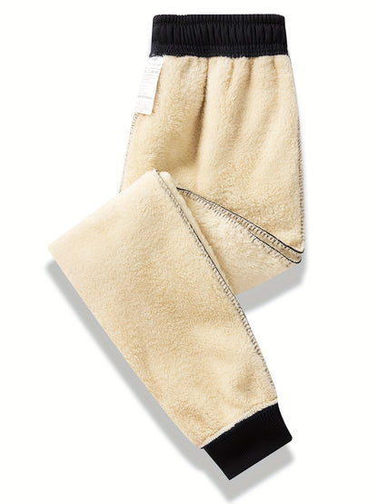 2pcs Boys' Fleece-Lined Thickened Warm Hoodie + Pants Set, Stylish Letter Print Winter Comfortable Sportswear Outfit for Kids Casual Leisurewear, Perfect for, Blanket Hoodie Kids