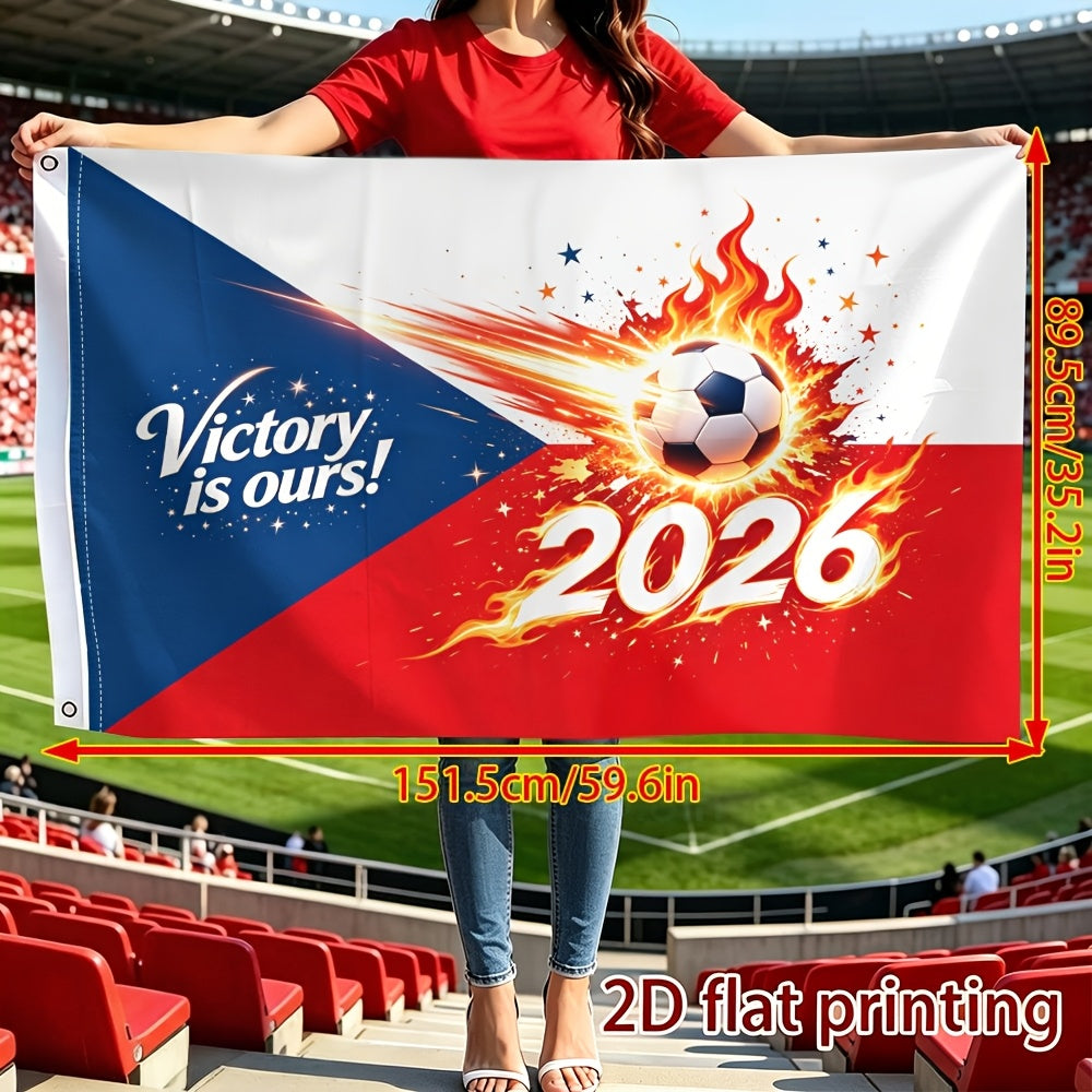 Չեխիա 2026 ֆուտբոլային թեմայով պոլիեսթերային երկրպագուի դրոշ՝ միակողմանի տպագրությամբ